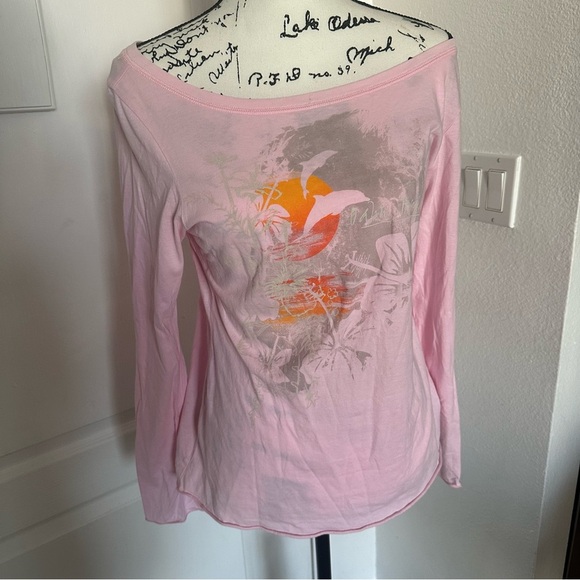 Y2K Pink Long Sleeve Graphic Top XL - Picture 1 of 9
